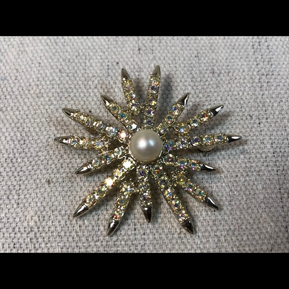 SIGNED Emmons Sunburst Brooch & Earrings Set - Picture 3 of 8